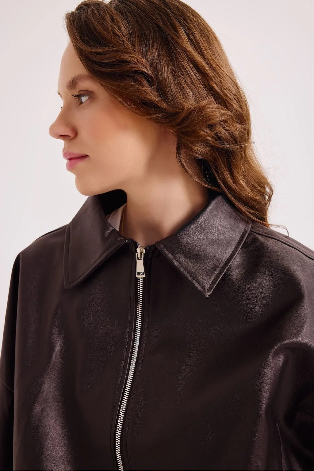 Yeni Sezon Suni Oversize Bomber Deri Ceket