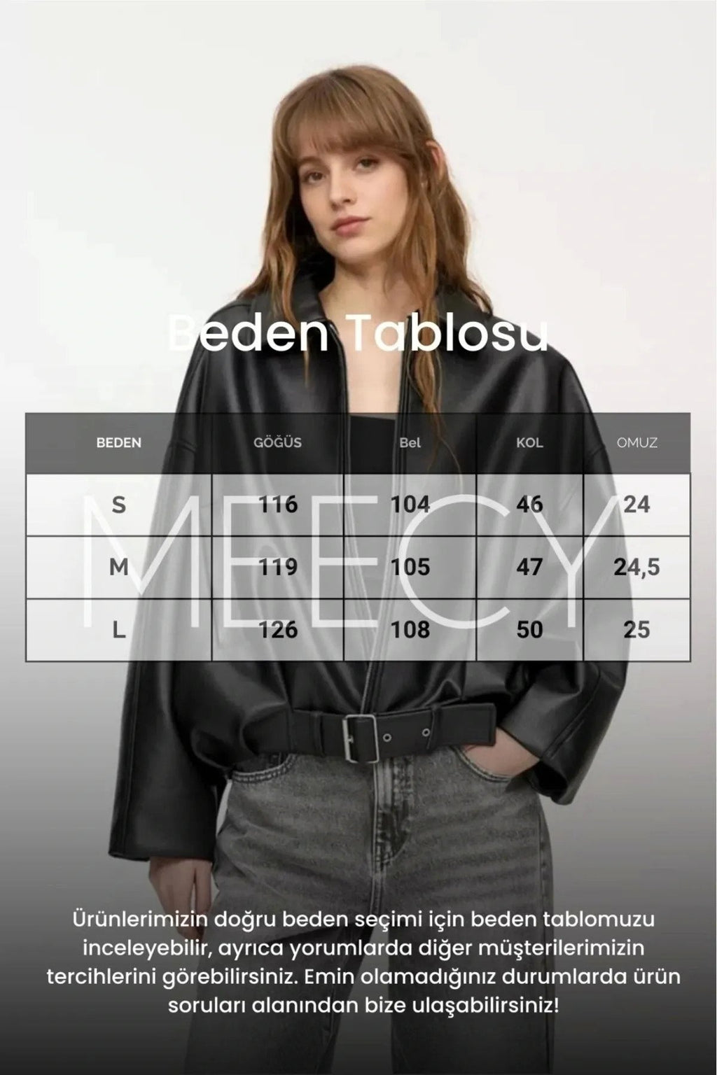 Yeni Sezon Suni Oversize Bomber Deri Ceket