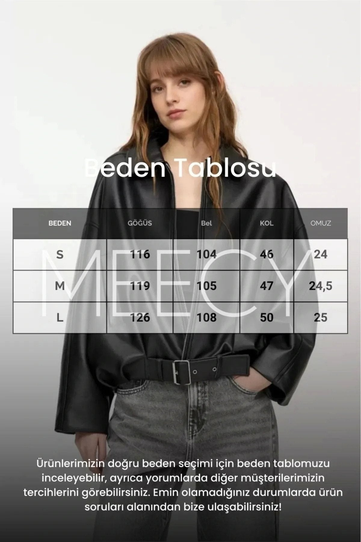 Yeni Sezon Suni Oversize Bomber Deri Ceket